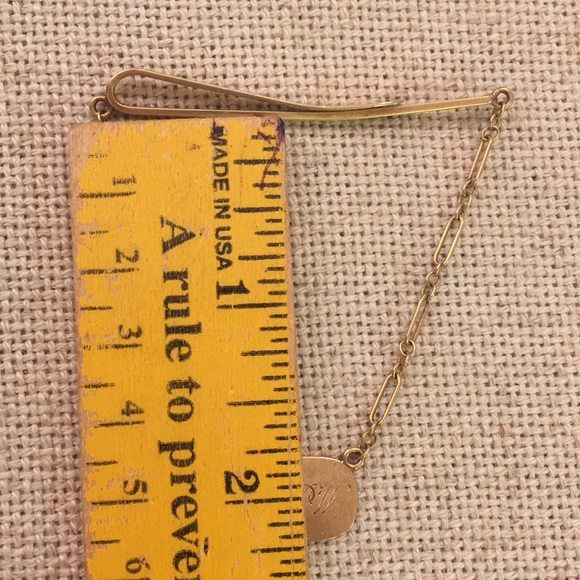 Vintage 14k Gold Tie Clip Chain & Initials “CPW” - Picture 14 of 14
